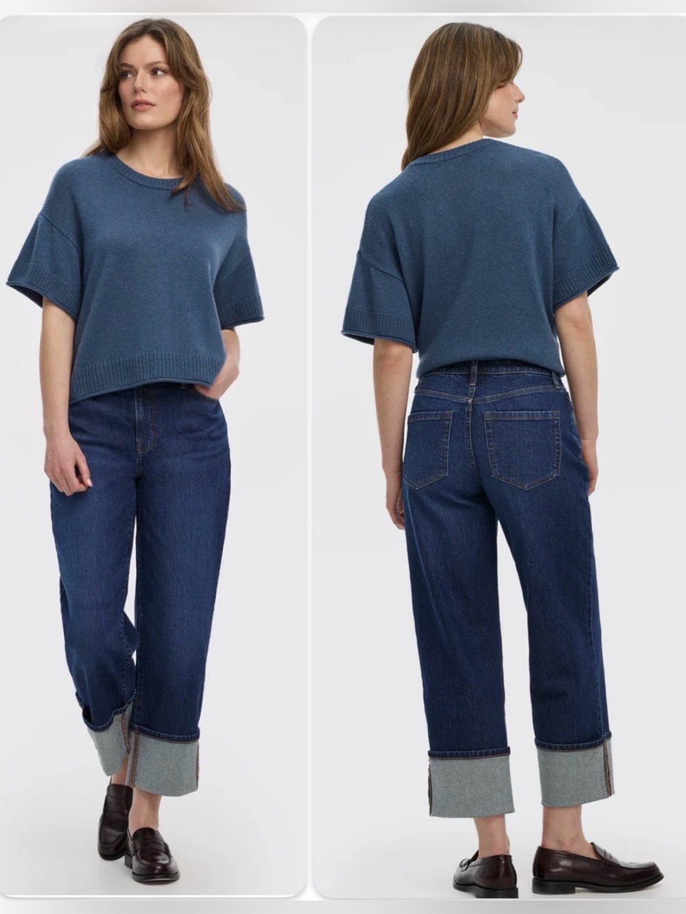 *Reitmans* Petite Cropped Rolled Cuff Women's Straight legged denim .